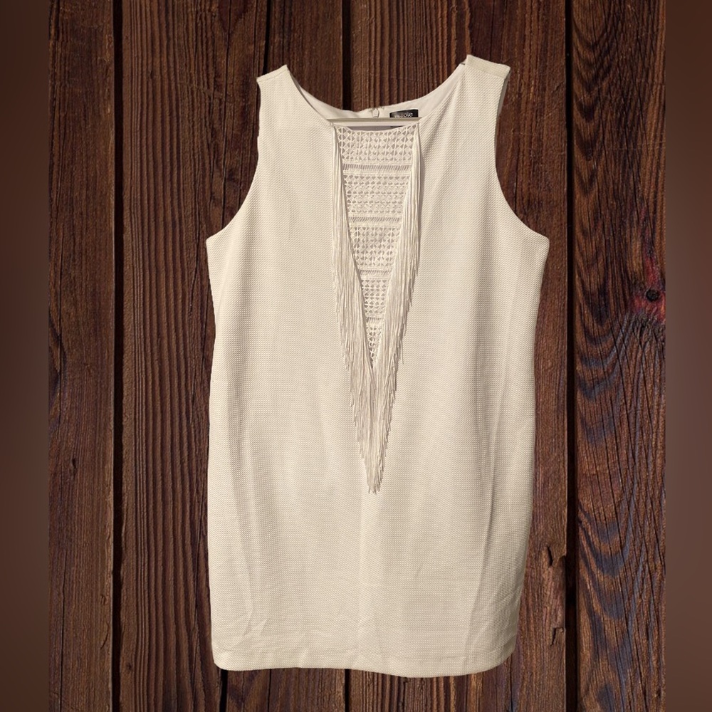 Nicole Miller White Tassel Front Dress XL
